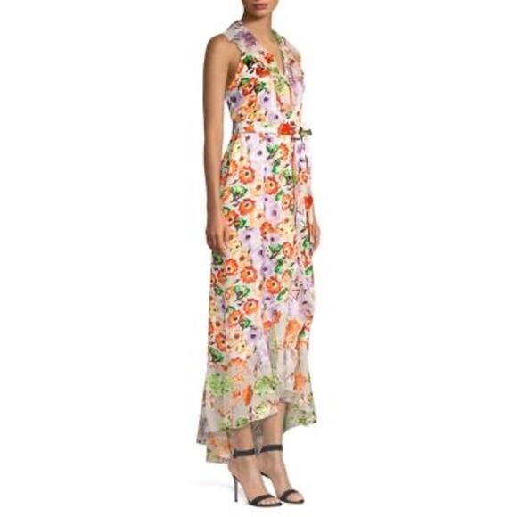 Alice + Olivia Evelia Asymmetric Floral Maxi Dress Size 0 - Picture 3 of 11